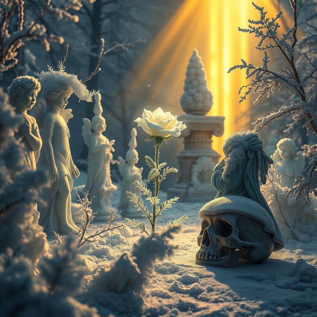 Baroque Frozen Garden: Glowing Serenity in Icy Splendor