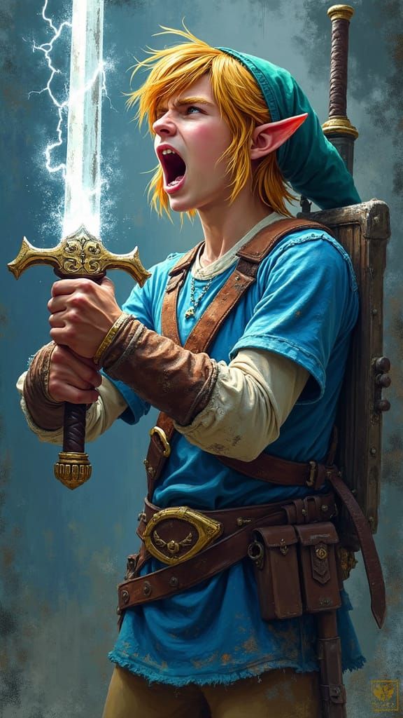 Hero's Descent into Madness in Vibrant Street Art