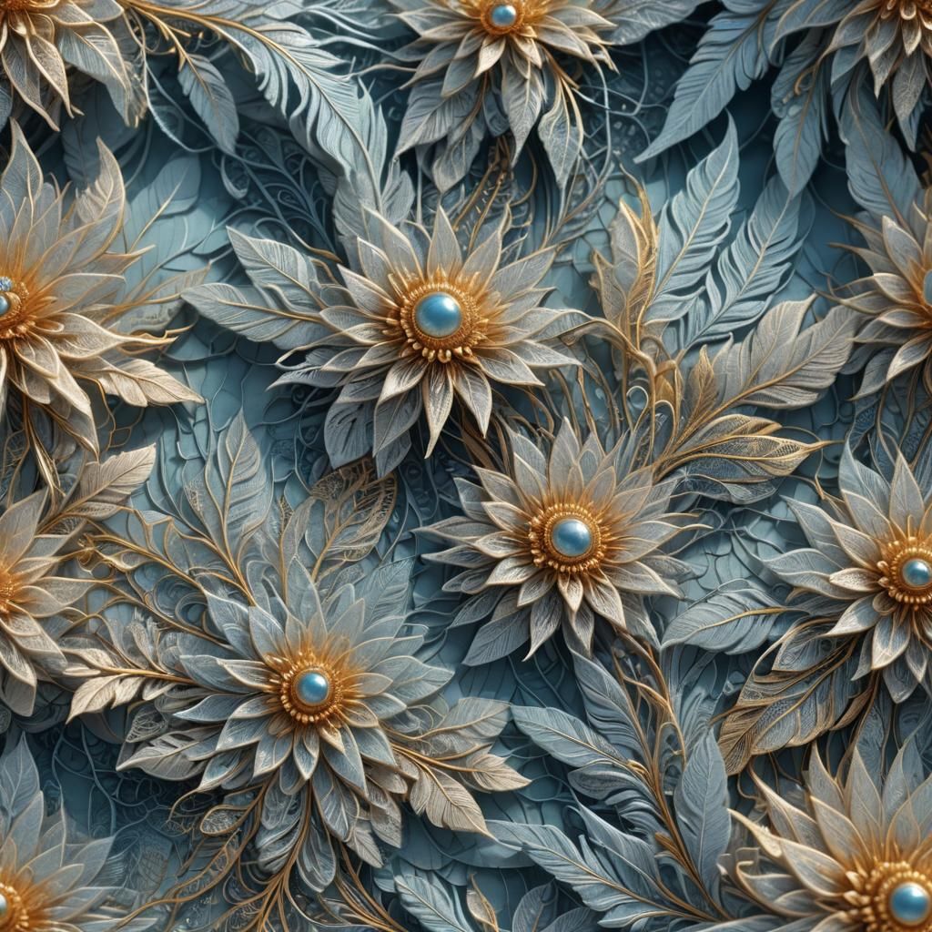 Lace and Feather Fabric in Matte Painting Style