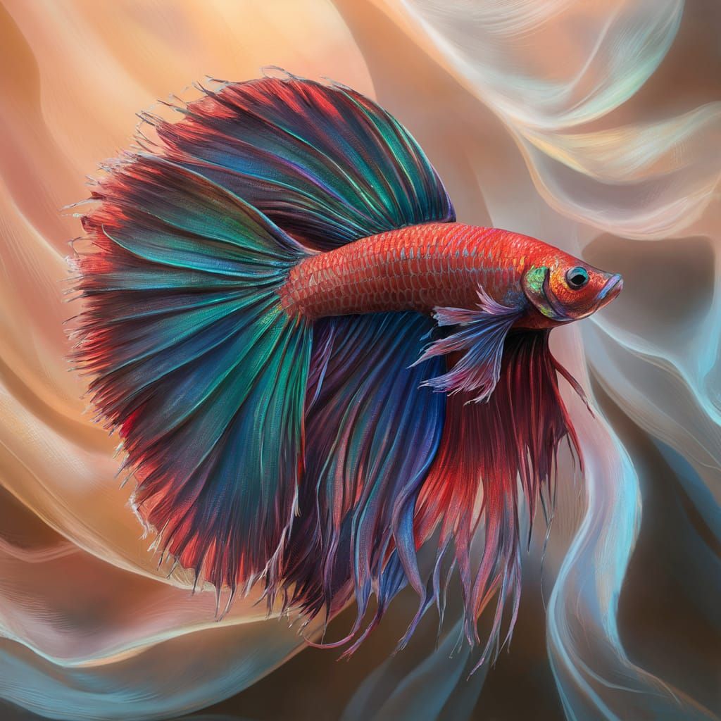 Vibrant Betta Fish Digital Painting