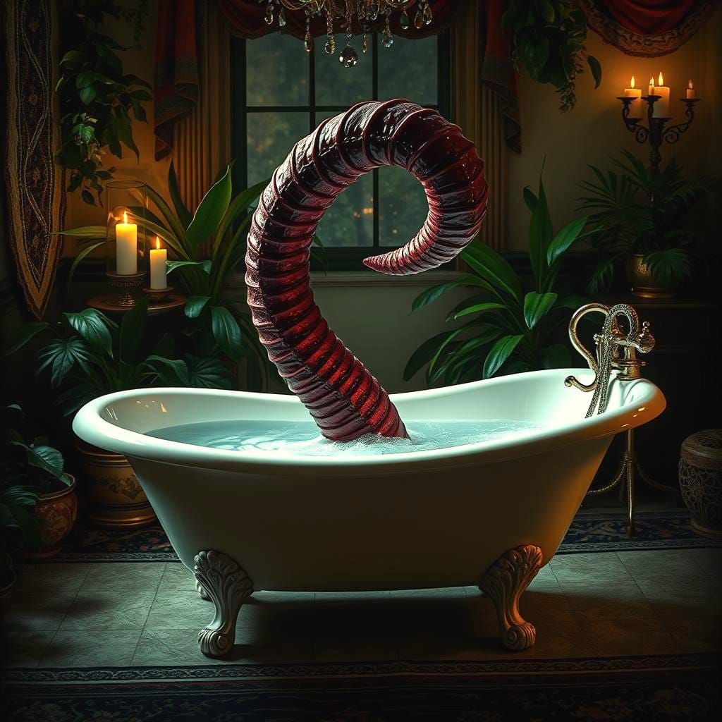 Ominous Alien Tentacle Emerges from Tub