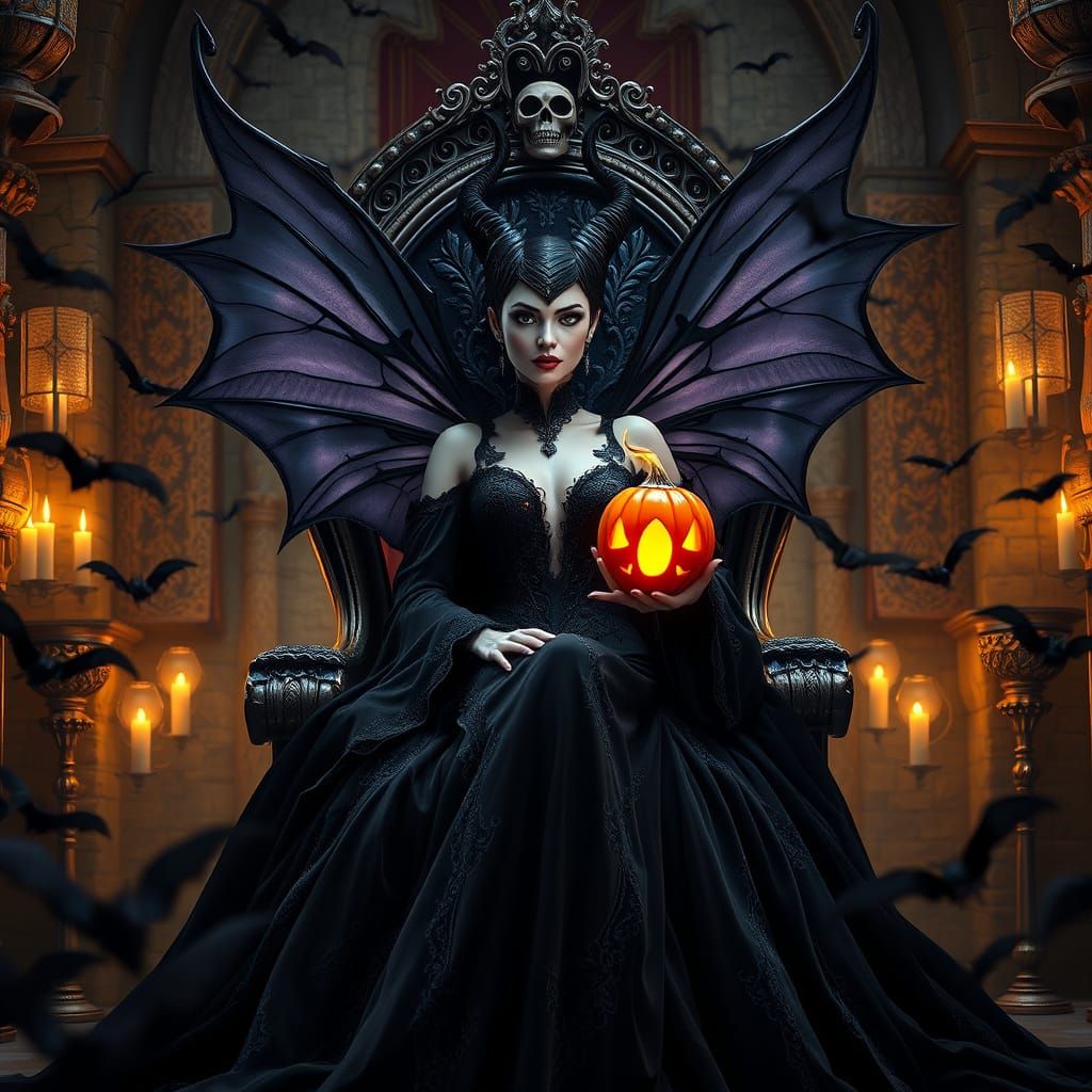Maleficent Fairy Queen on Gothic Throne