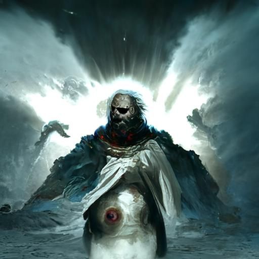 Horrific God in Style of Engraving