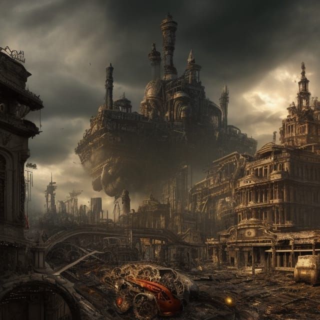 Apocalyptic Carnival of Rust: Destroyed Park Landscape