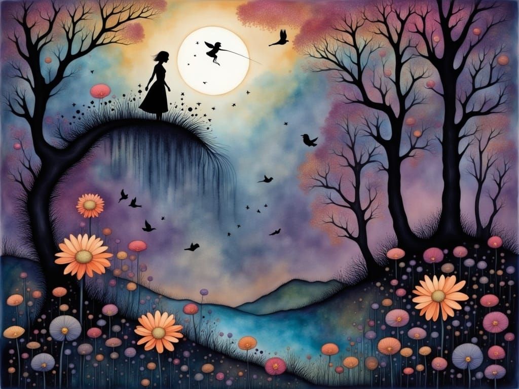 Enchanting Silhouettes of The Magic Flute in Intricate Style