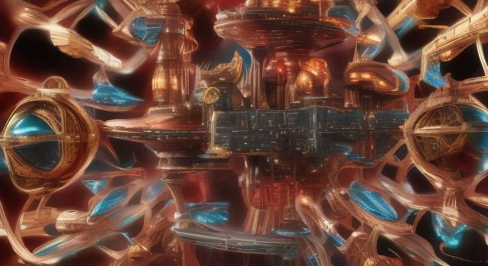 Ornate Sci-Fi Starship in Space