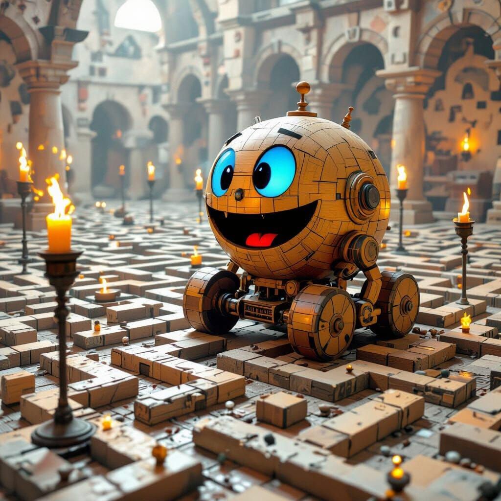 Pac-Man Automaton in 16th Century Arcade