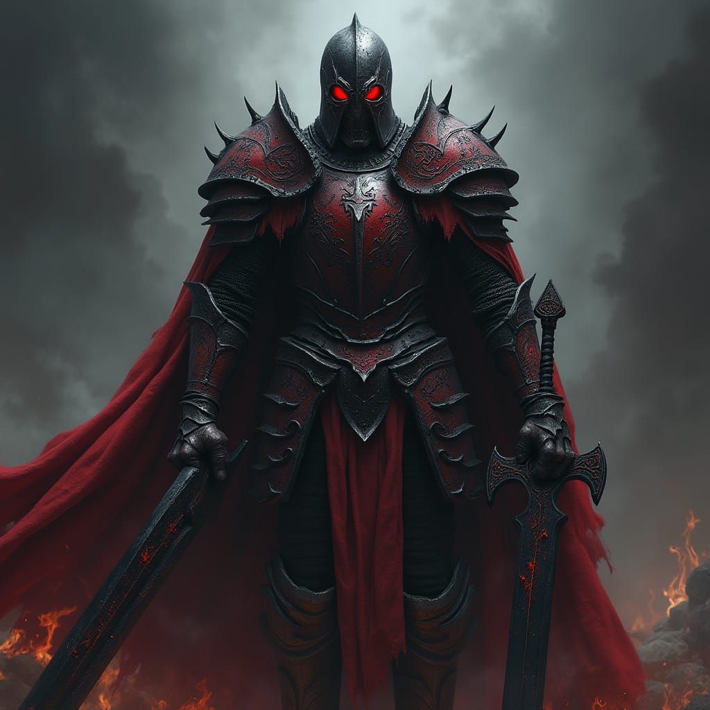 Gothic Dark Fantasy Knight in Full Plate Armor