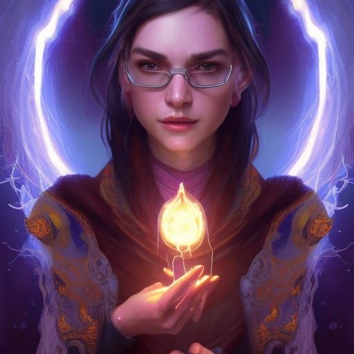 Enigmatic Warlock Portrait with Electrical Magical Energy