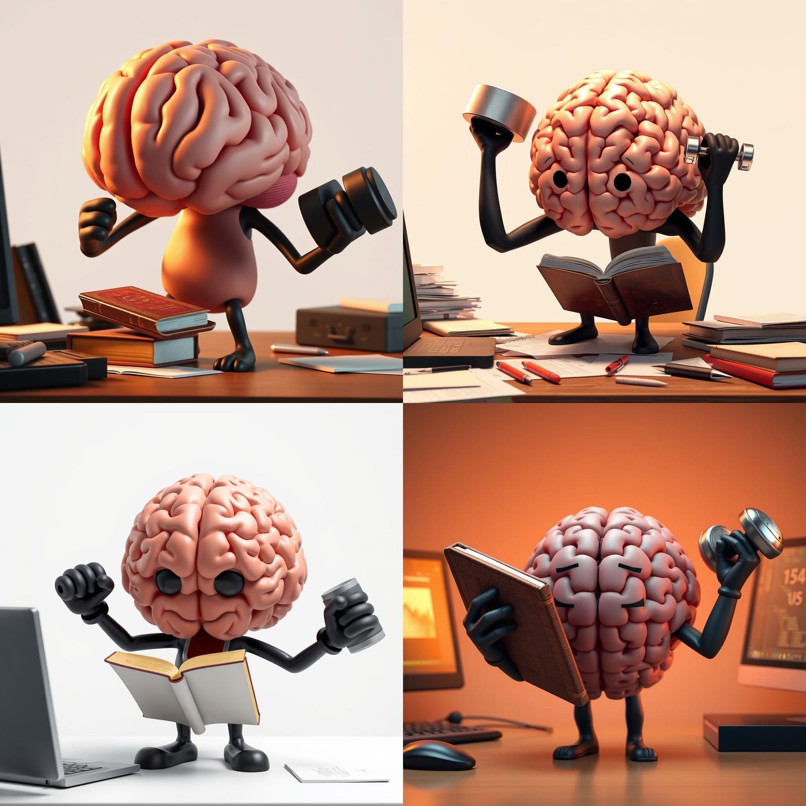 Brain Character Reading and Lifting Weights in 3D Anime Styl...