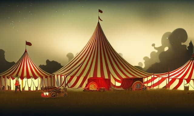 Moonlit Vintage Circus: Detailed Matte Painting