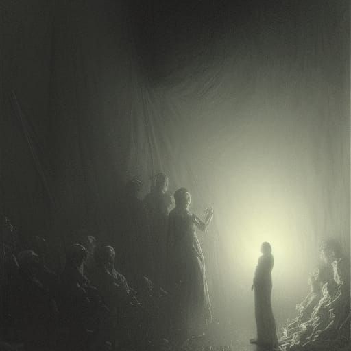 Gothic Horror Scene of Two Figures in DorΓ© Style