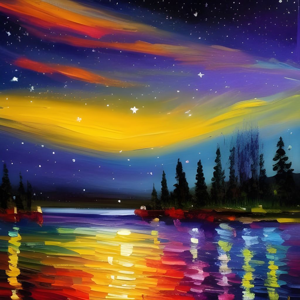 Impressionist Aurora Borealis Landscape Painting