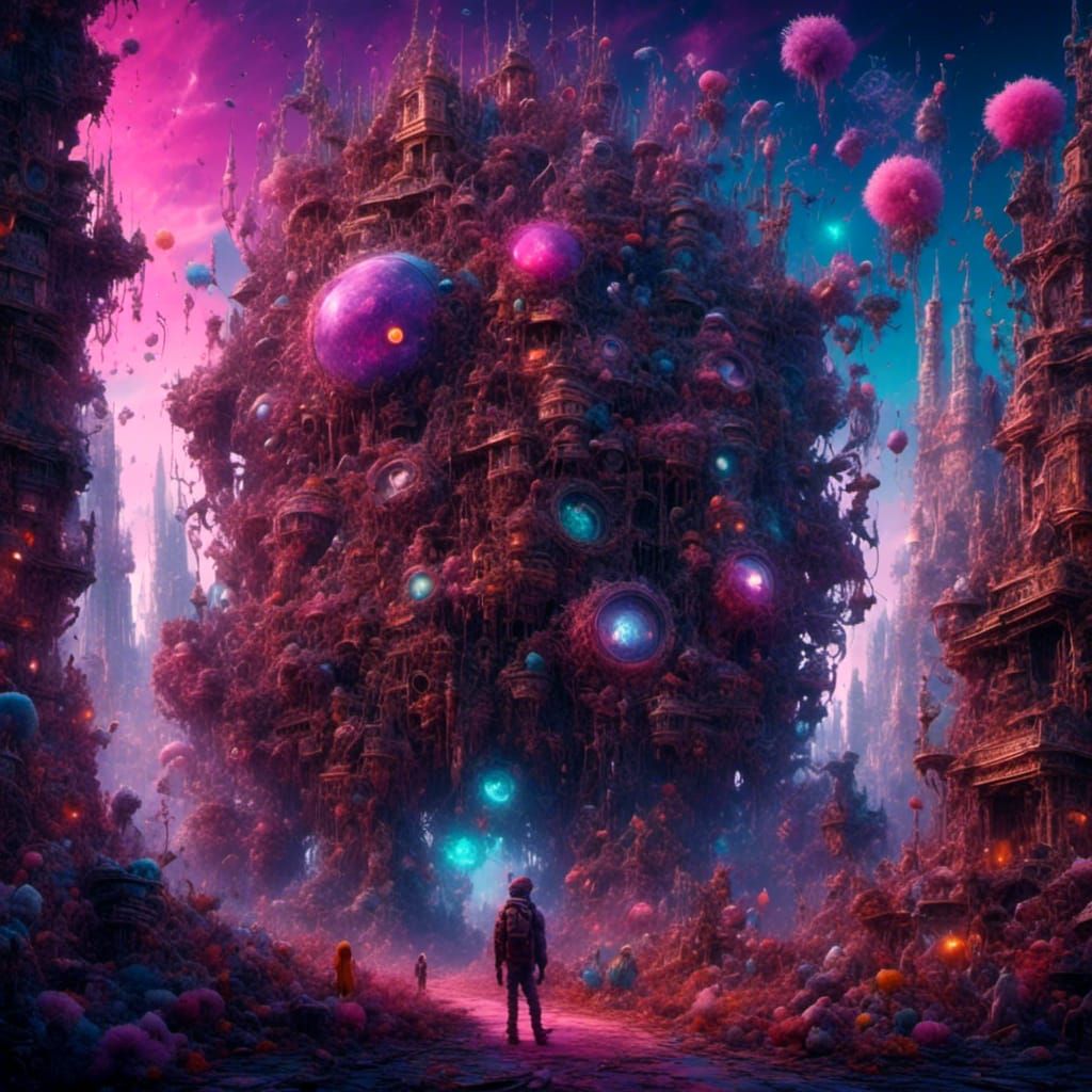 Purple People Eater in Synthwave 2099 Style