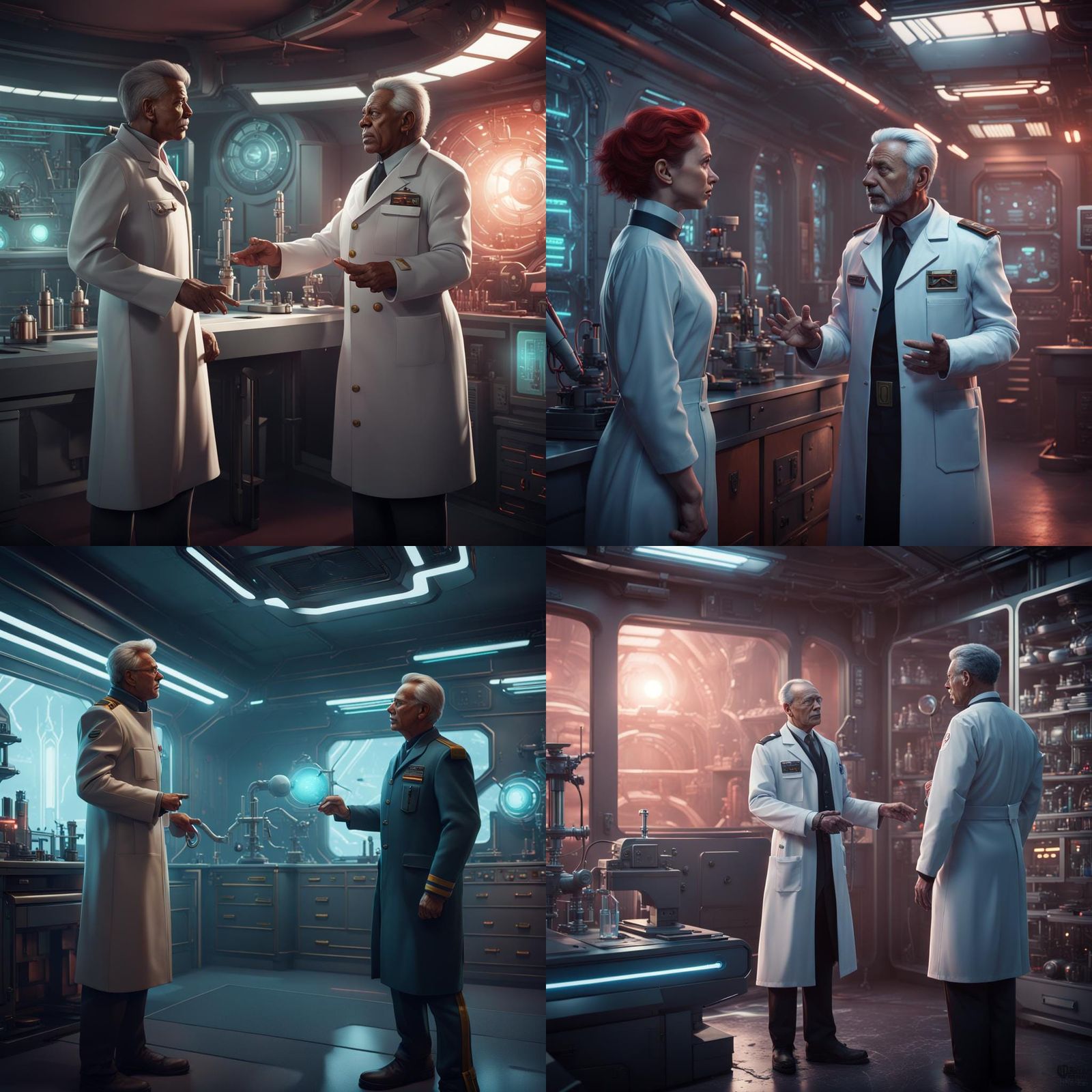 Sci-Fi Argument in a Futuristic Lab