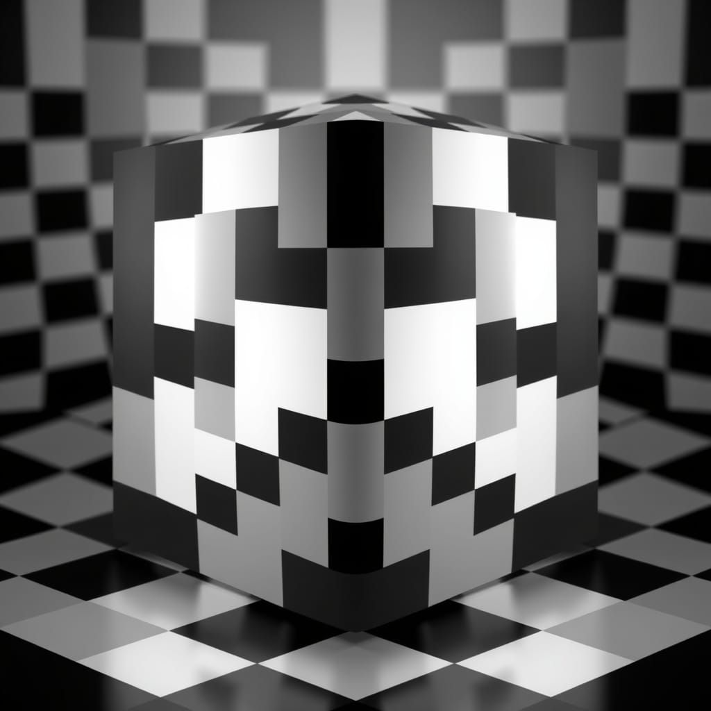 a checkerboard cube optical illusion