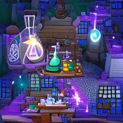 Enchanted Alchemist's Laboratory with Magic Lights