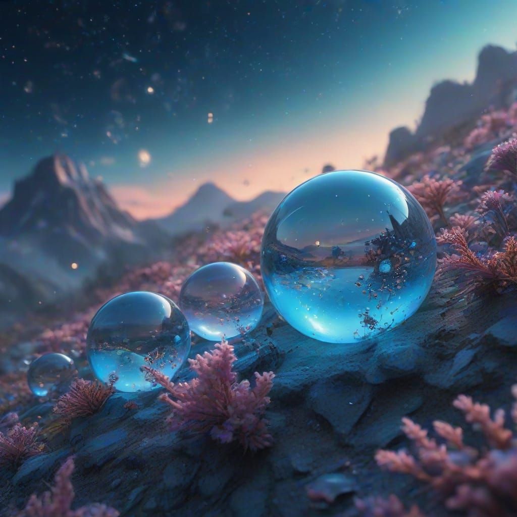 Celestial Blue Bubbles in Ethereal Fantasy