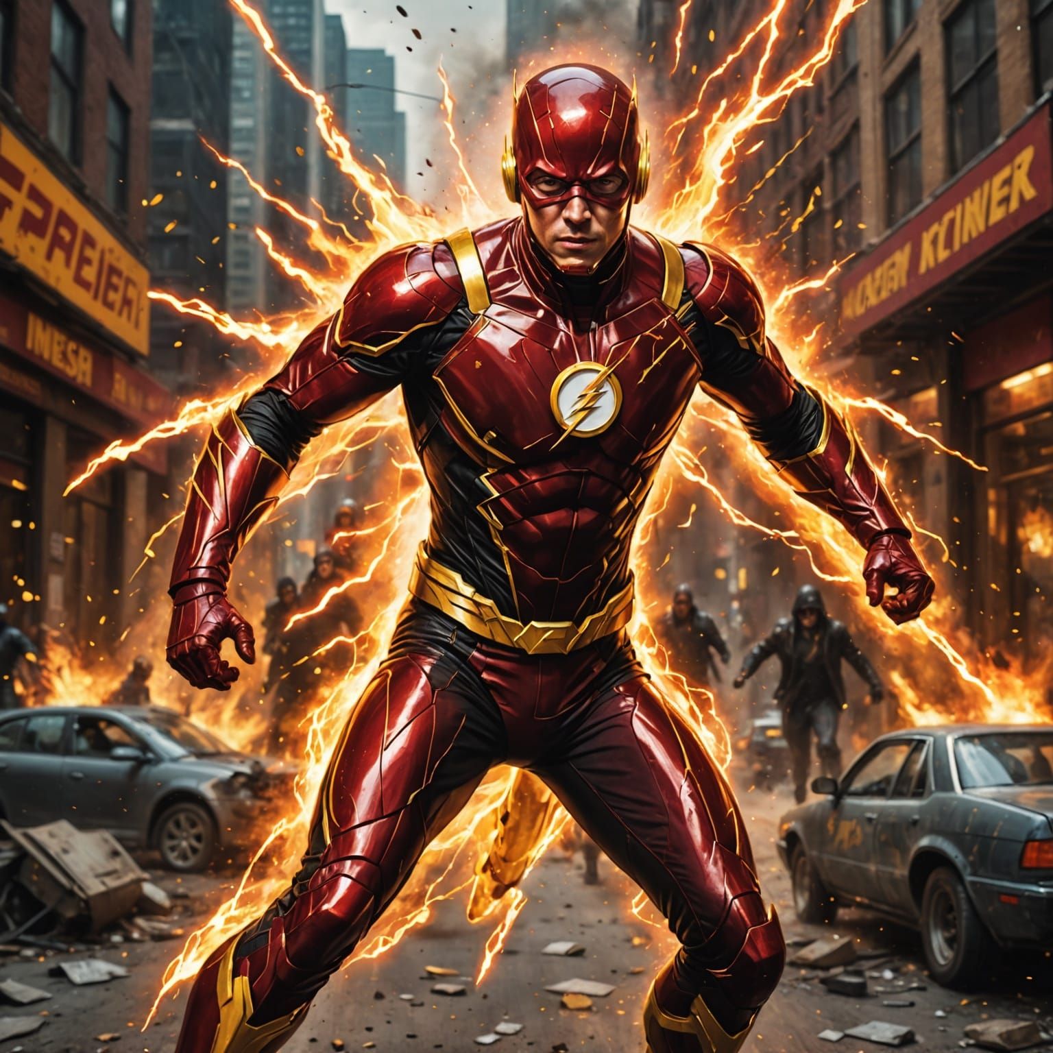 Hyper-Realistic Man in Flash Costume