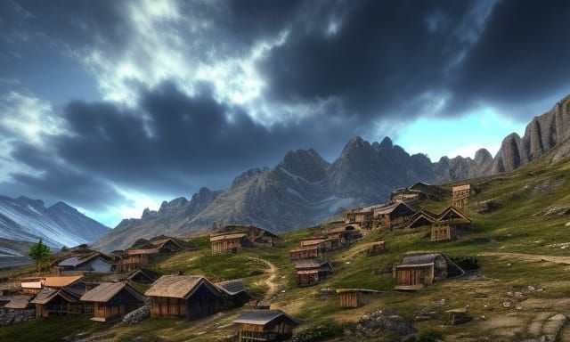 Remote Mountain Village with Dynamic Lighting in 4K