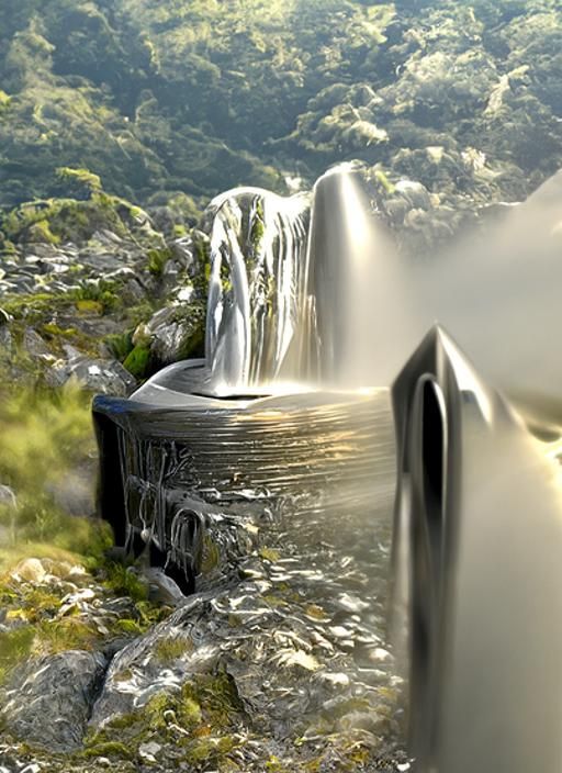 Silver Waterfall: A Photorealistic 8K VRay Render