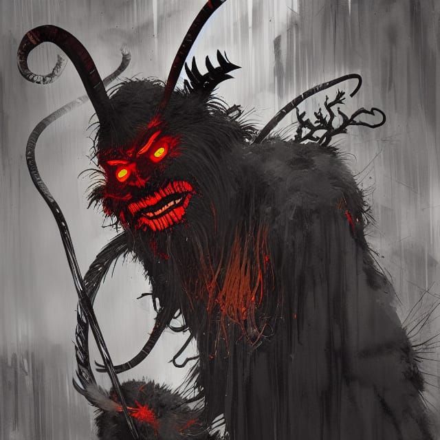 Terrifying Krampus Portrait in Speedpaint Style