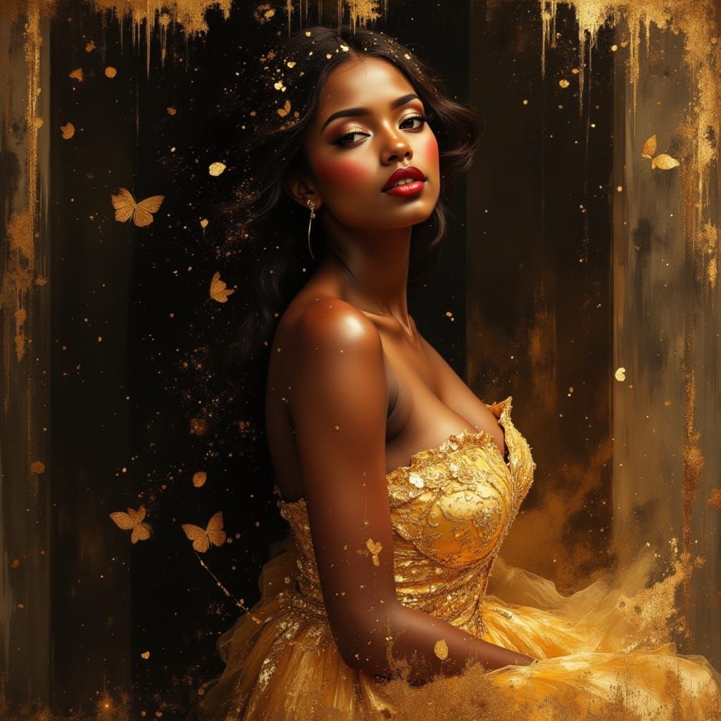 Elegant African Goddess Portrait in Divine Oil Style