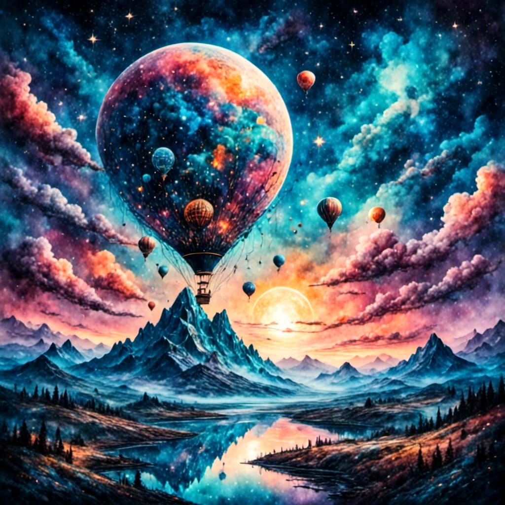 Magical Dreamscape with Celestial Bodies