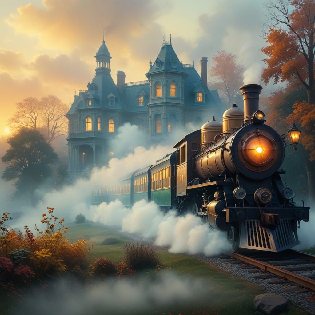 Vintage Steam Locomotive in Golden Hues
