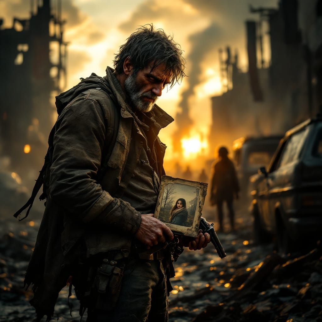 Grieving Father Protects Daughter in Ruined World