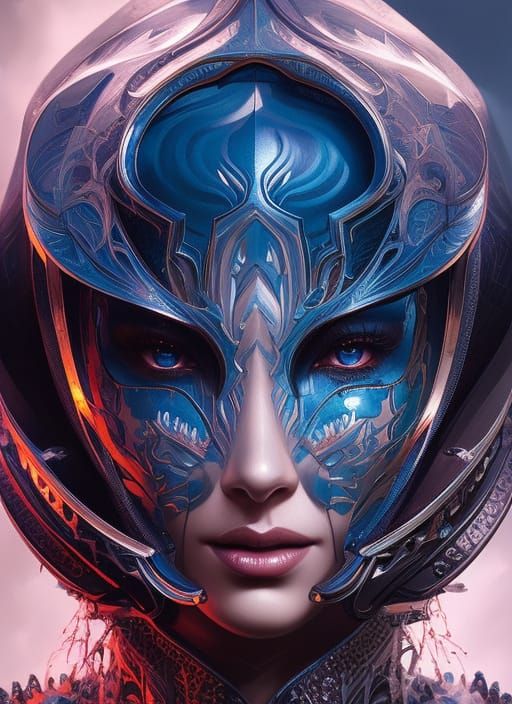 Dystopian Batman Ink Portrait with Cosmic Fractals