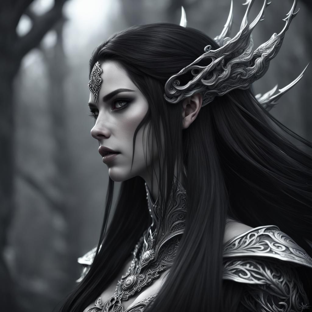 Black Metal Elf in Detailed Matte Painting