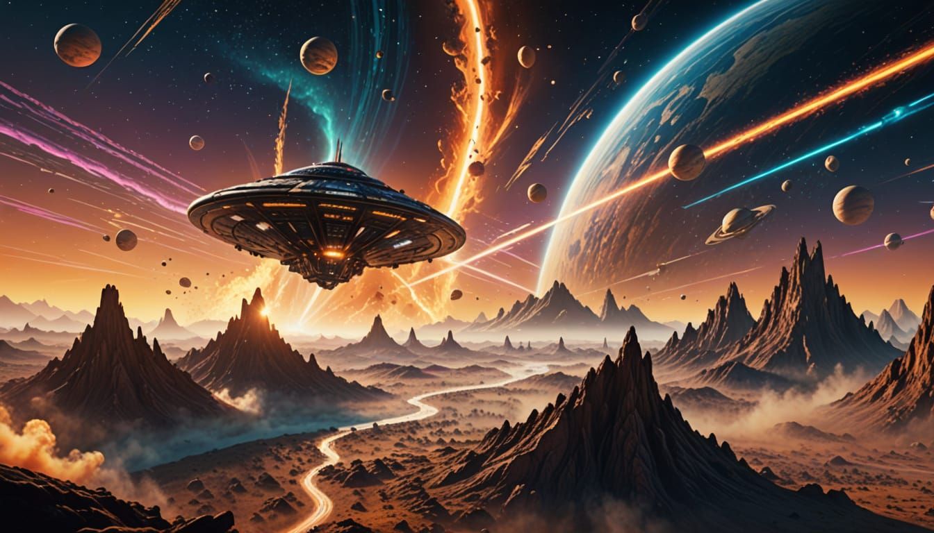 Epic Spaceship Journey Through Alien Worlds