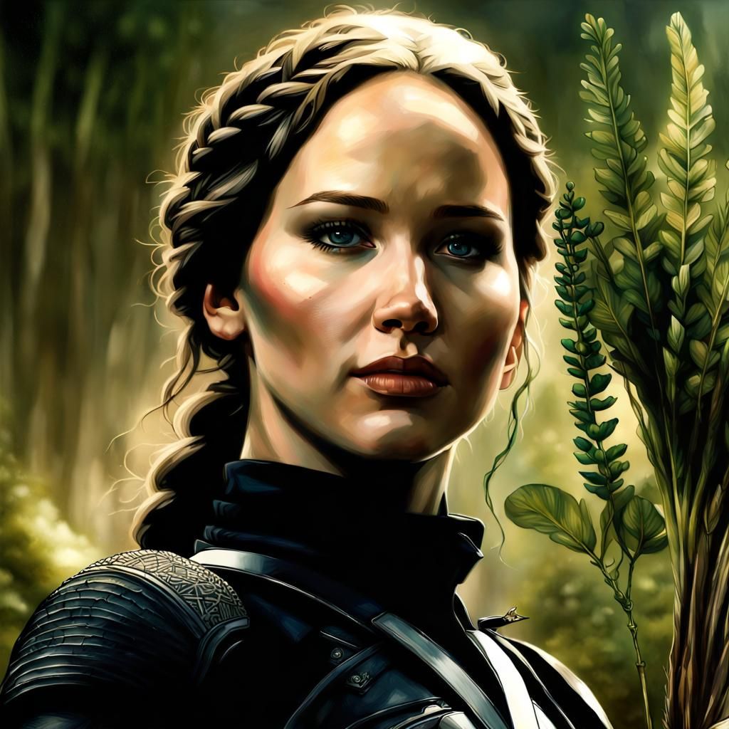 Cinematic Portrait of Woman Holding Arrowhead Plant