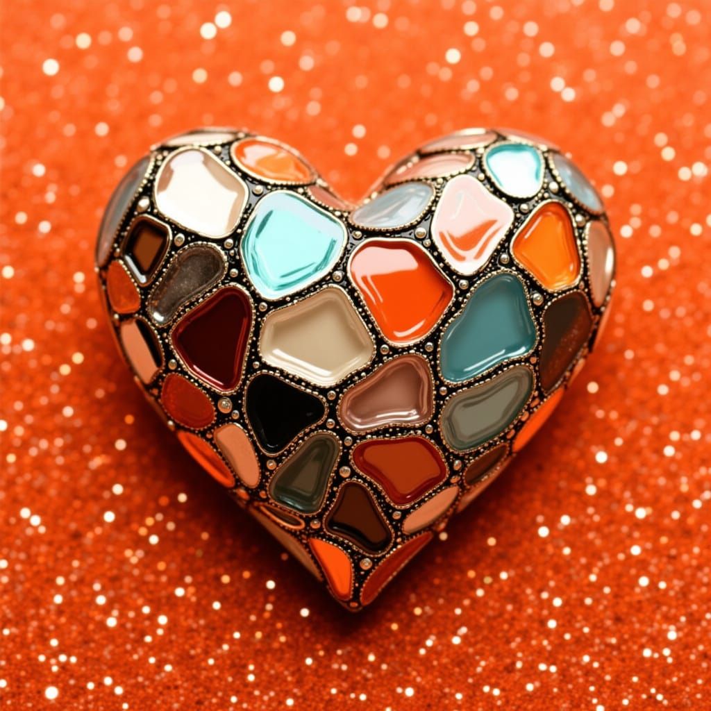 Patchwork Heart Mosaic in Photorealistic Style