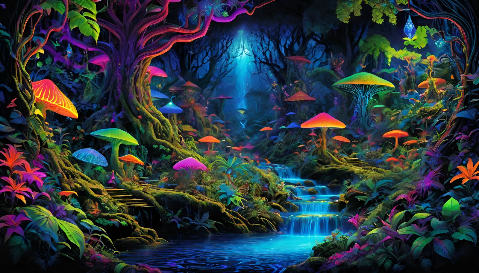 Psychedelic Blacklight Jungle Wonderland