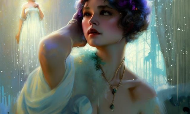 The Christmas Wife Film Still in Teal and Violet