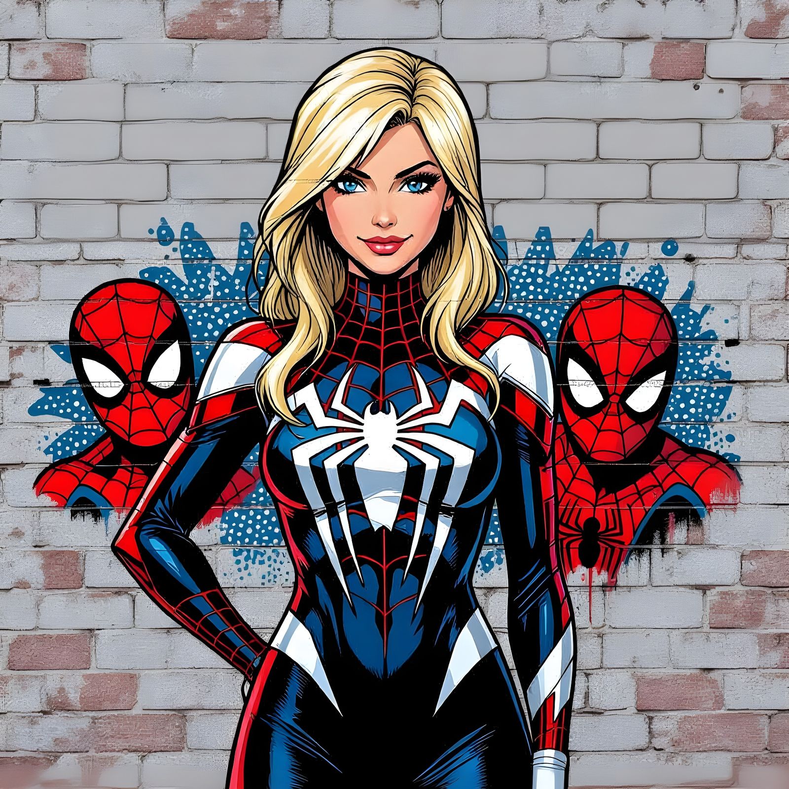 Spider-Gwen Graffiti Art in Comic Book Style