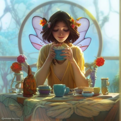 Whimsical Rabbit Breakfast in a Fairy Wonderland