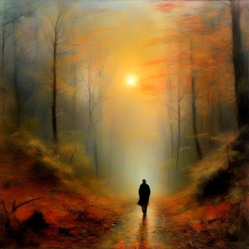 Surreal Forest Wanderer in Impressionist Style