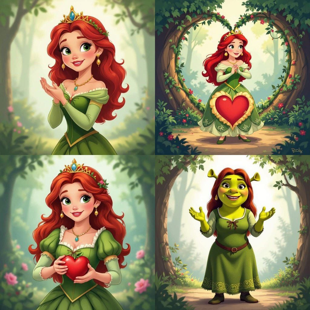 Princess Fiona as Ogre in Cartoon Style