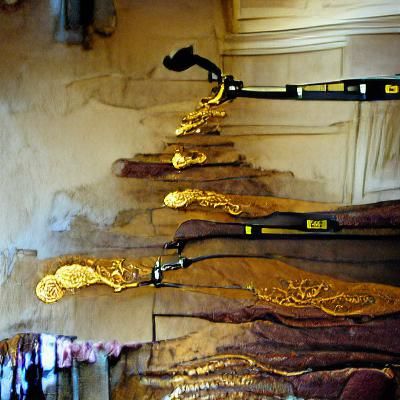 Baroque Walking Staff with Gold Silhouette Projections