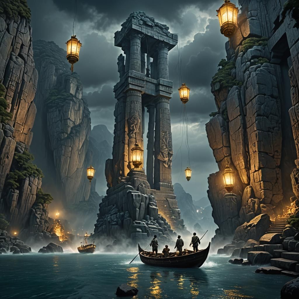 Colossus of Rhodes: Boatmen in Stormy Night