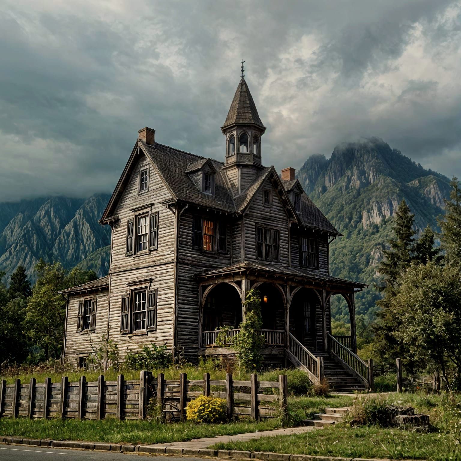 Eerie Haunted House at Night