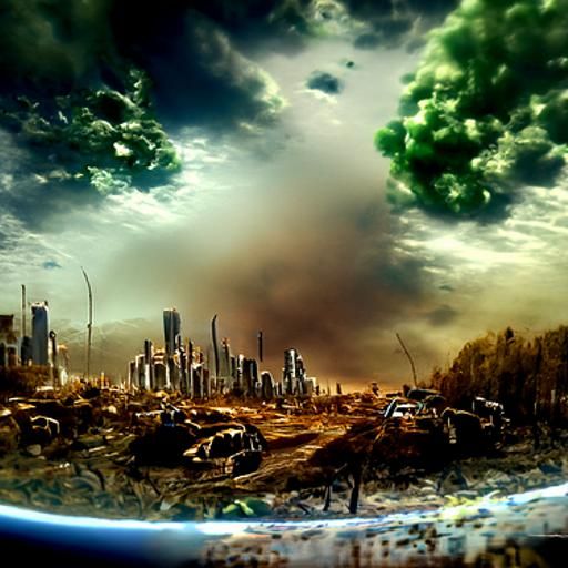 Devastated Post-Apocalyptic Earth After Alien Invasion