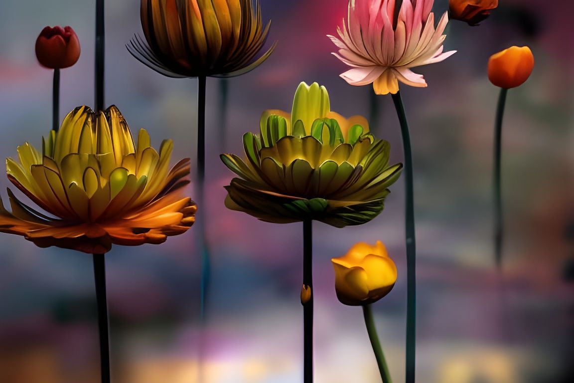 Vivid 3D Flower Graffiti on Abandoned Building