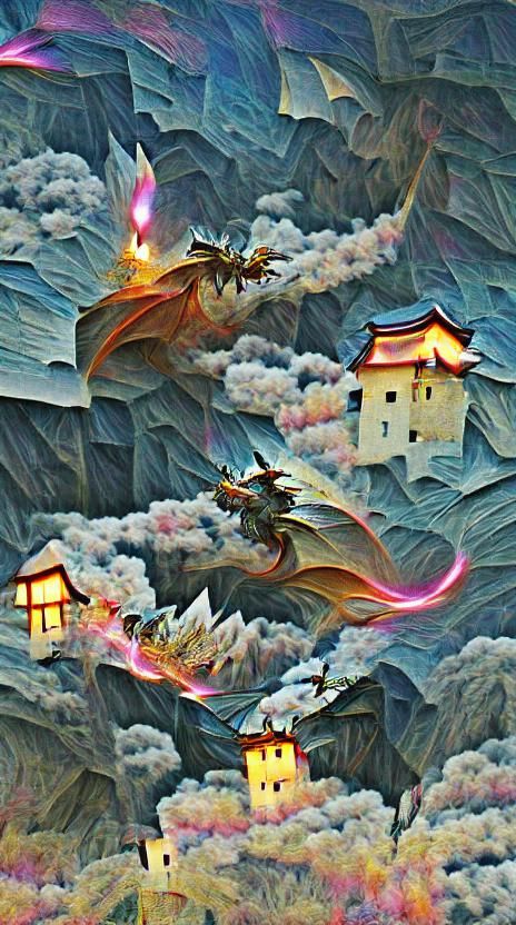 Fantasy Anime Castle with Dragon