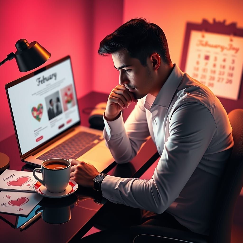 Contemplative Young Professional Ponders Valentine's Gift