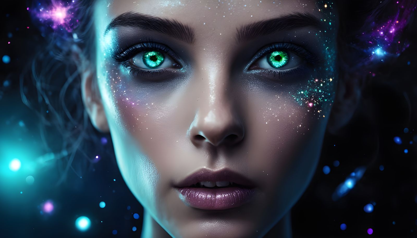 Ethereal Alien Goddess in Cosmic Hues