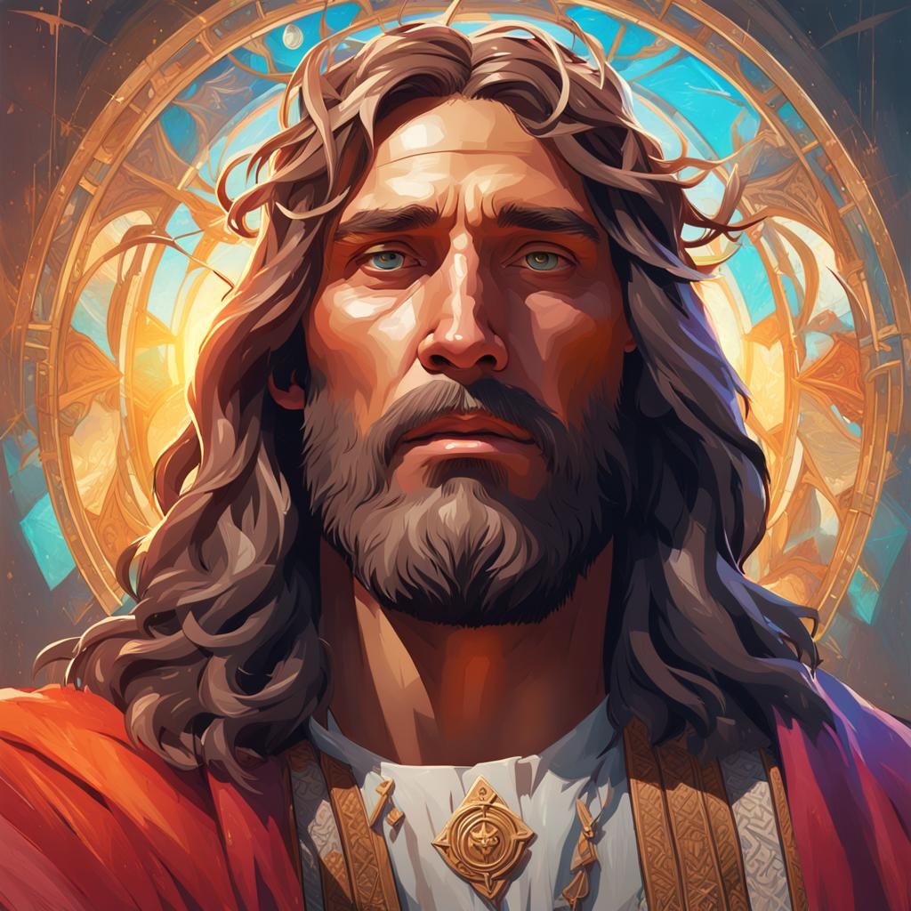 Hyperdetailed Portrait of Jesus in Volumetric Lighting